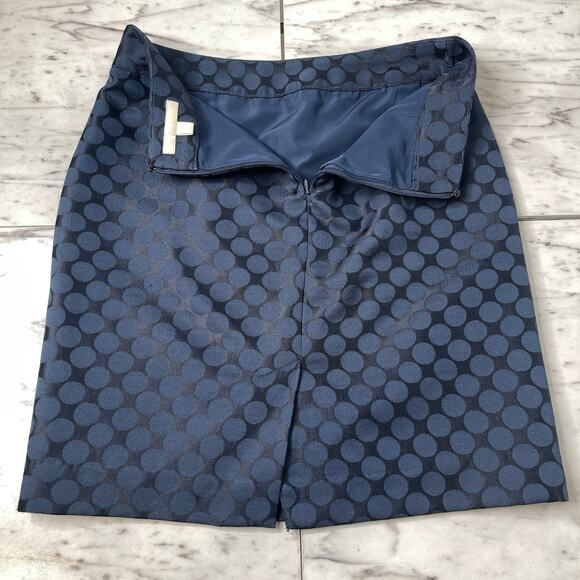 Banana Republic Navy Blue Polka Dot Pencil Skirt Size 4 Lined Career Workwear - Picture 4 of 11